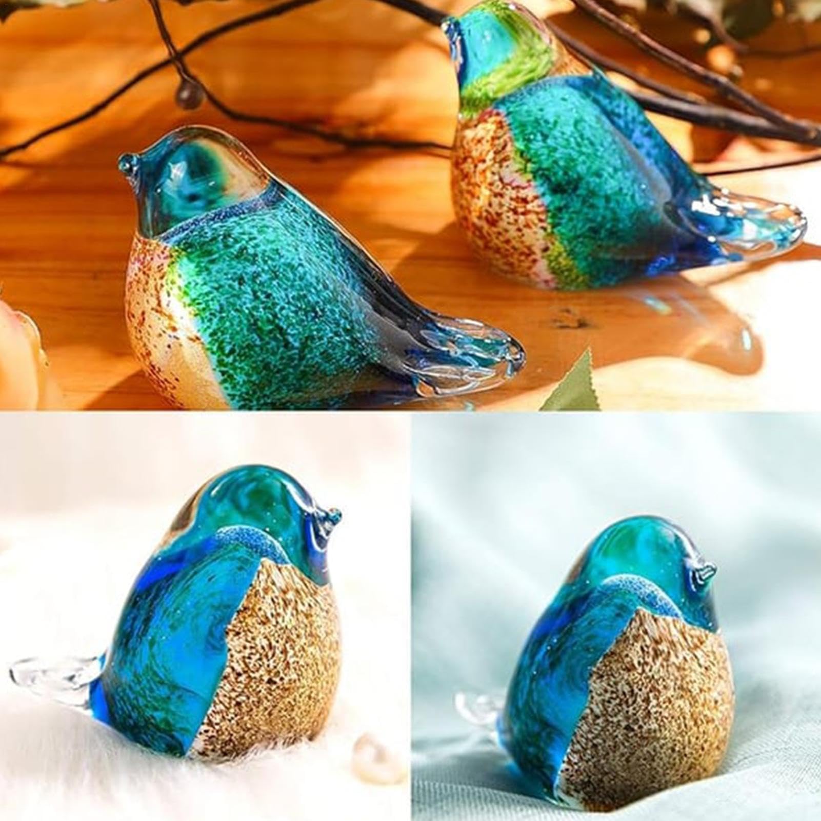ガラスのまち針　あじさい　青い鳥＆ひよこ Amazon.co.jp: ガラスの鳥の置物、青い鳥の装飾 - 鳥青い鳥
